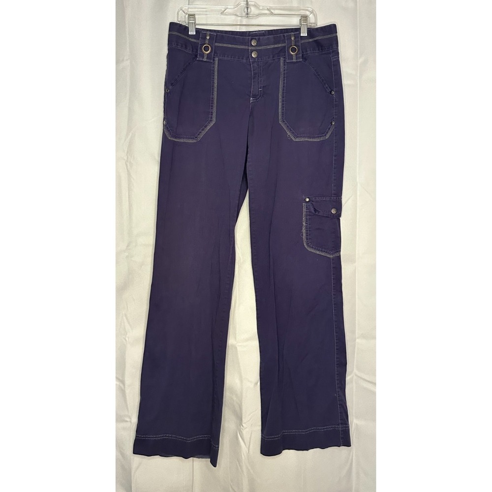 Athleta Purple Wide Leg Cargo Pants Women's M Stretch Cotton Utility 33x33